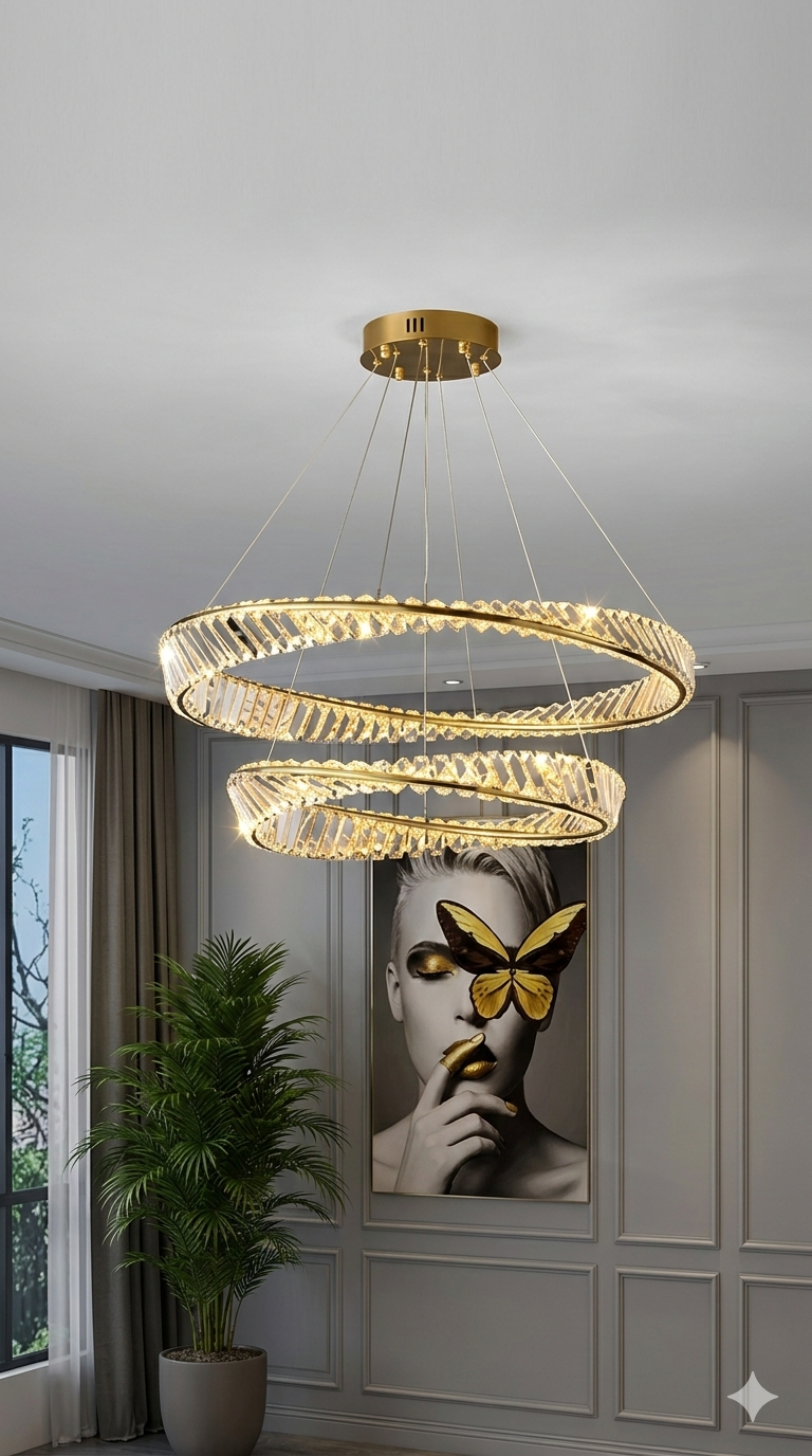 Modern Luxury Led Crystal Ring Chandelier