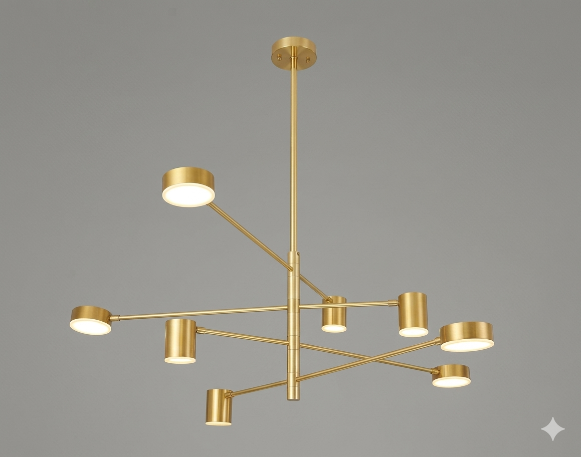 Mid-Century Modern Branching Chandelier 4 Head