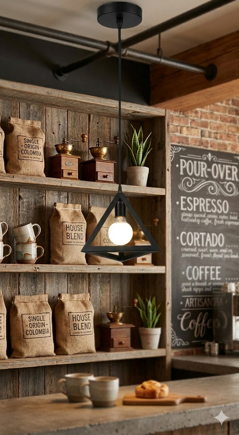 Geometric, Black Metal Pendant Light